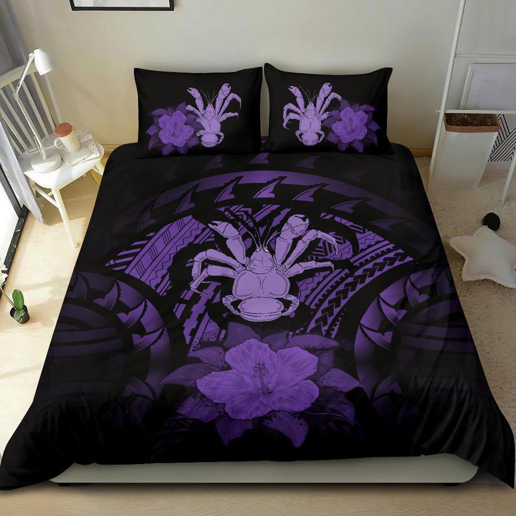 Niue Duvet Cover Set - Coconut Crab & Purple Hibiscus - Polynesian Pride