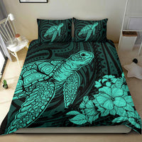 Hawaiian Hibiscus Memory Turtle Polynesian Bedding Set Turquoise - Polynesian Pride