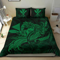 Hawaiian Map Hula Girl Hibiscus Kanaka Polynesian Bedding Set - Green - Polynesian Pride