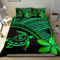 Hawaiian Turtle Kakau Plumeria Polynesian Bedding Set Green - Polynesian Pride