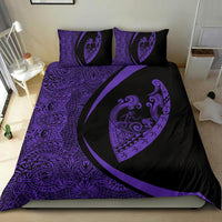 Hawaiian Surfing Waves Fish Hook Polynesian Bedding Set - Circle Style Purple - Polynesian Pride