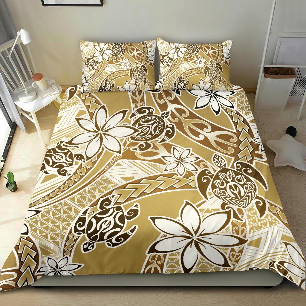 Polynesian Duvet Cover Set - Turtle Duvet Cover Set Gold - Polynesian Pride