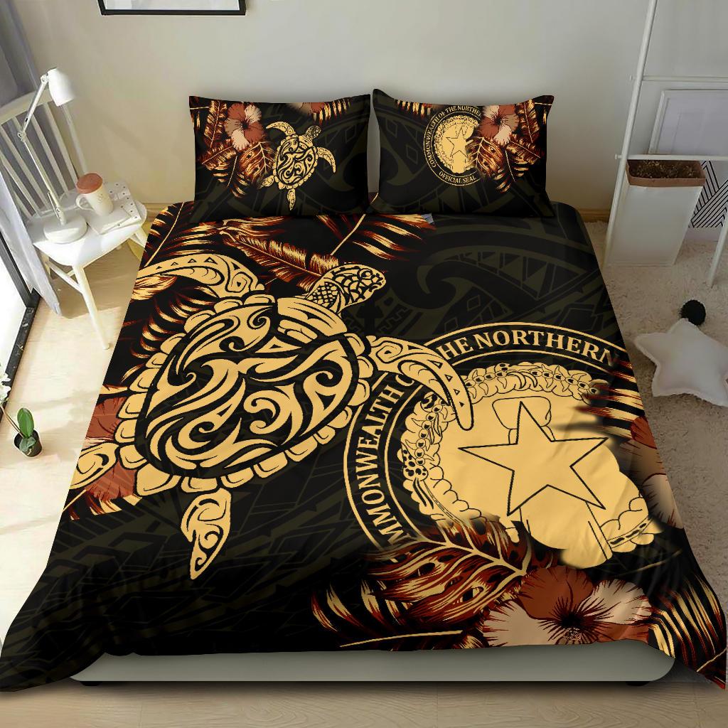 Polynesian Duvet Cover Set - Northern Mariana Islands Duvet Cover Set Turtle Lucky Black - Polynesian Pride