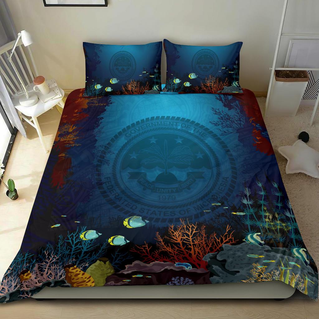 Polynesian Bedding Set - Federated States Of Micronesia Duvet Cover Set Under Sea Blue - Polynesian Pride
