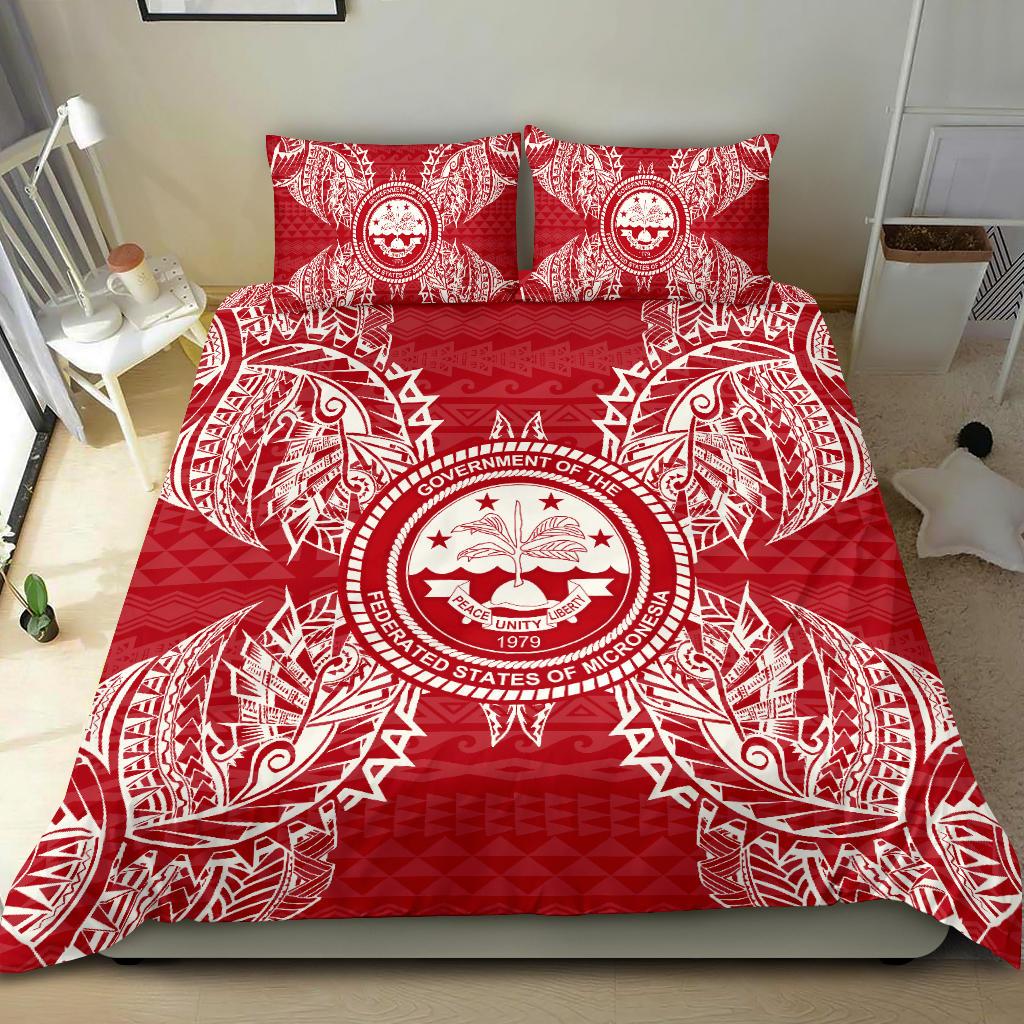 Polynesian Bedding Set - Federated States Of MicronesianDuvet Cover Set Map Red White - Polynesian Pride
