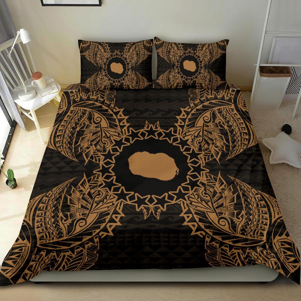 Polynesian Bedding Set - Cook Islands Duvet Cover Set Map Gold - Polynesian Pride