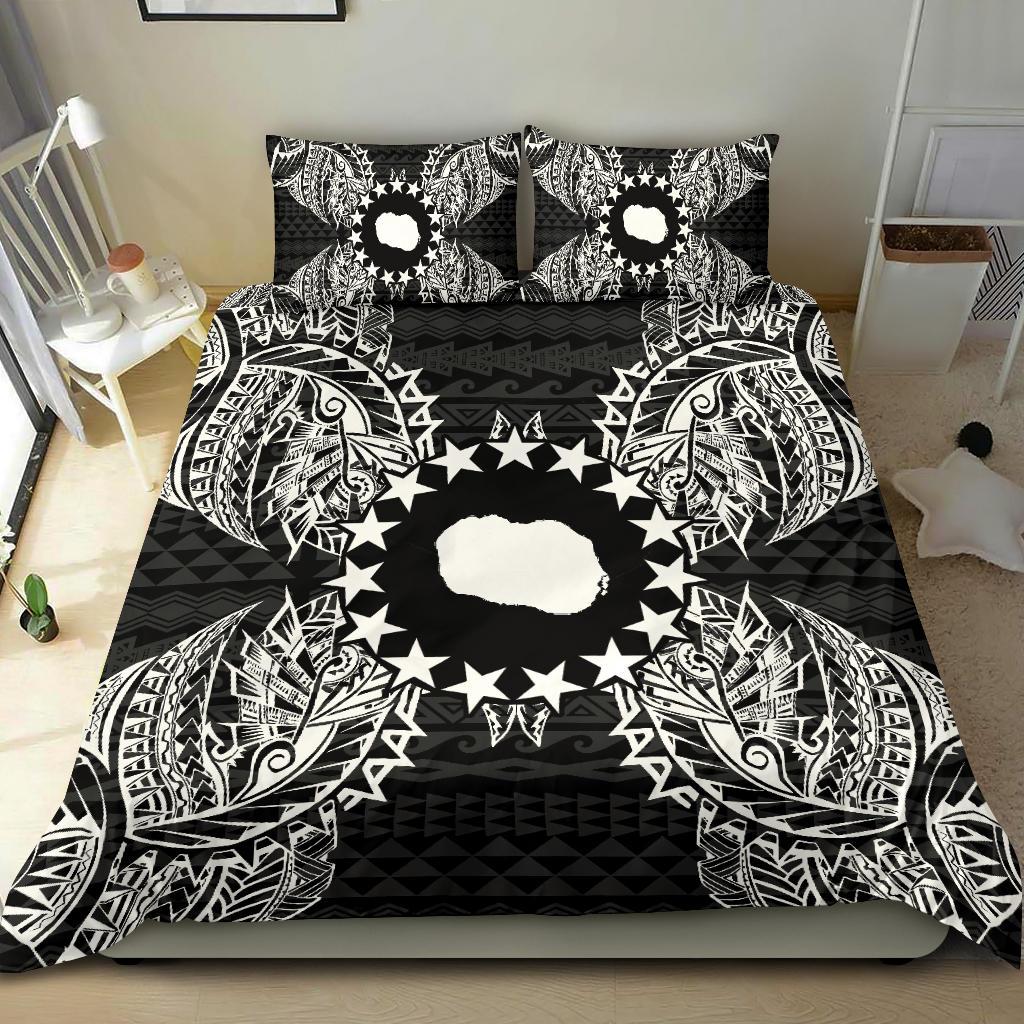 Polynesian Bedding Set - Cook Islands Duvet Cover Set Map Black - Polynesian Pride