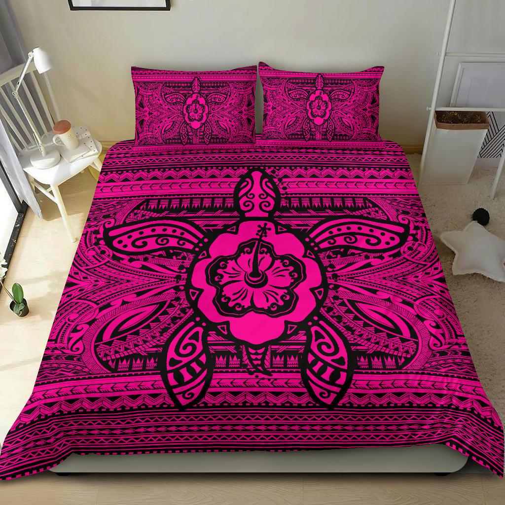 Hawaiian Turtle Polyensian Tribal Bedding Set Pink - Polynesian Pride