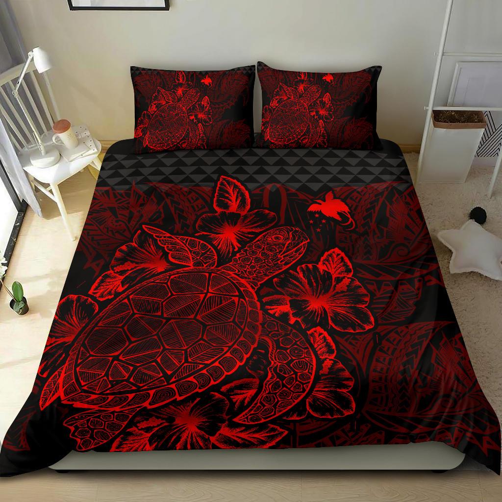 Polynesian Bedding Set - Papua New Guinea Duvet Cover Set Red Color - Polynesian Pride