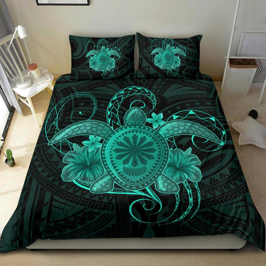 Hawaii Turtle Hibiscus Polynesian Bedding Set - Full Style - Turquoise - Polynesian Pride