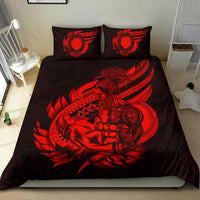 Polynesian Bedding Set - Northern Mariana Islands Duvet Cover Set Father And Son Red - Polynesian Pride