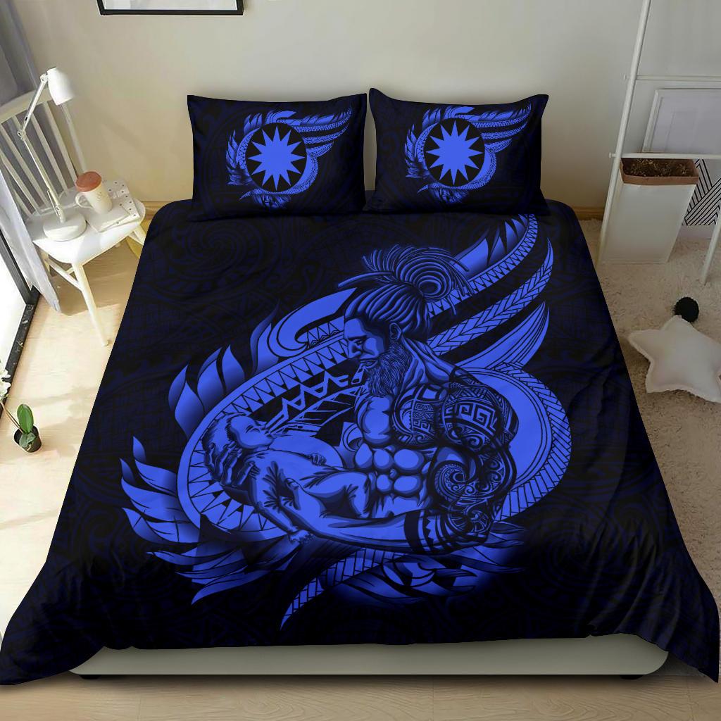 Polynesian Bedding Set - Nauru Duvet Cover Set Father And Son Blue - Polynesian Pride