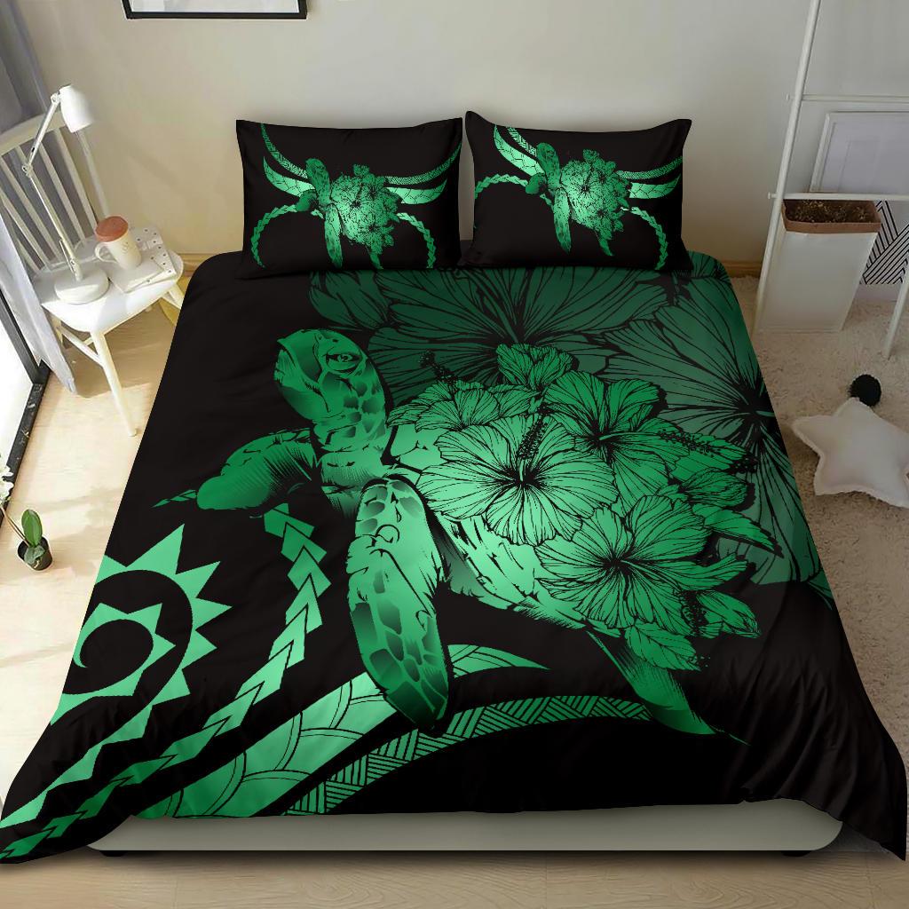 Hawaii Bedding Set - Hawaii Turtle Hibiscus Polynesian Vintage Bedding Set - Green - Polynesian Pride