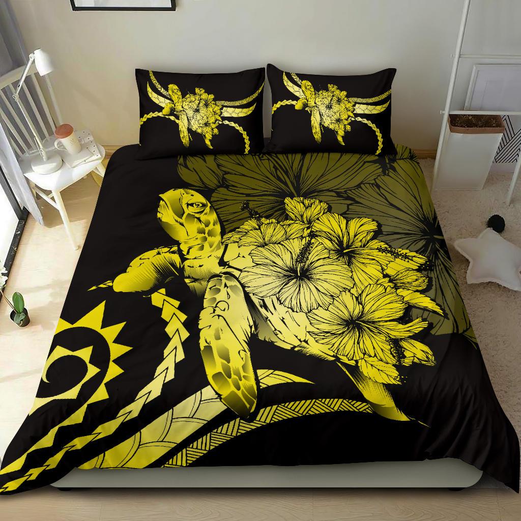 Hawaii Bedding Set - Hawaii Turtle Hibiscus Polynesian Vintage Bedding Set - Yellow - Polynesian Pride