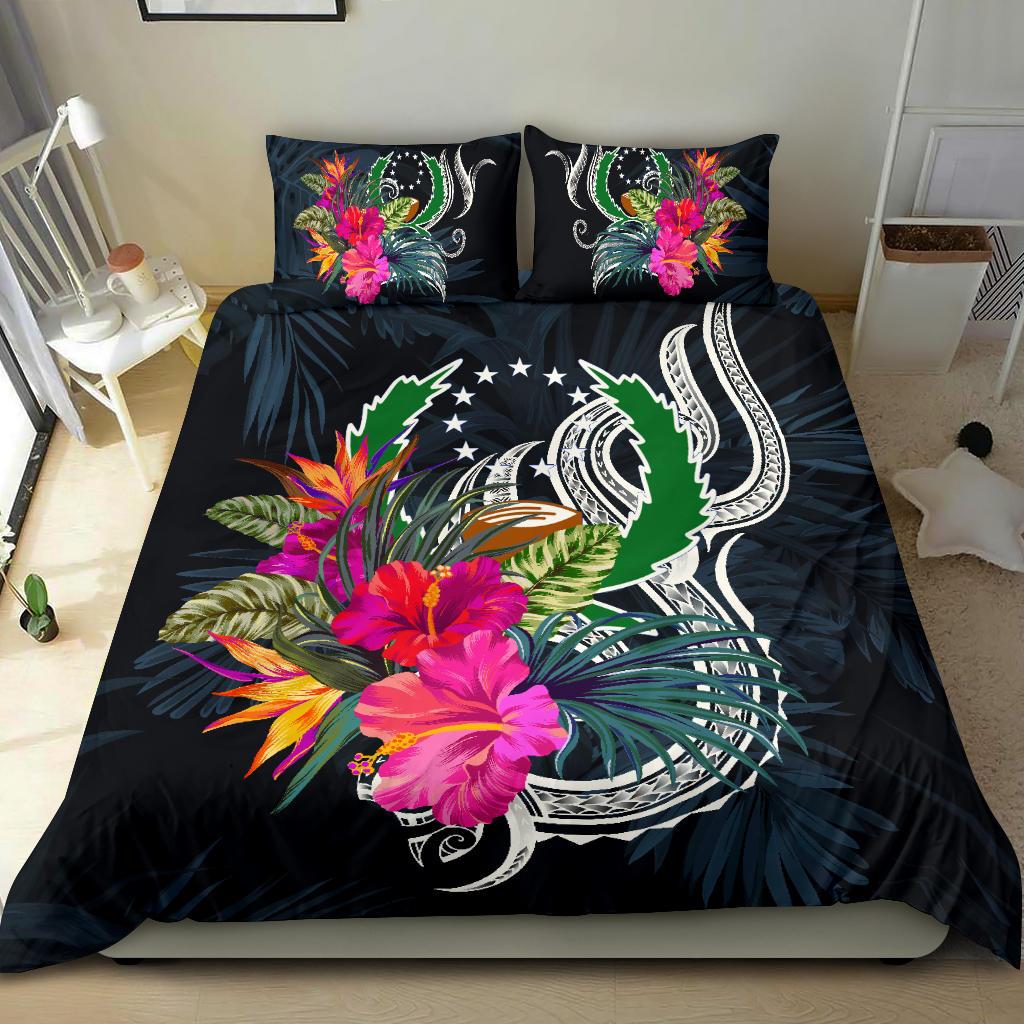 Polynesian Bedding Set - Pohnpei Duvet Cover Set Tropical Flowers Blue - Polynesian Pride