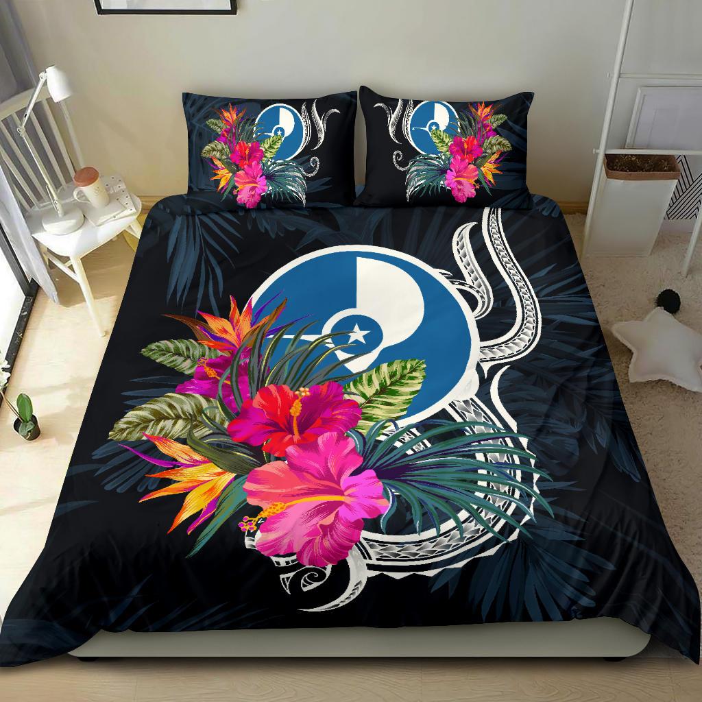 Polynesian Bedding Set - Yap Duvet Cover Set Tropical Flowers Blue - Polynesian Pride