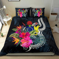 Polynesian Bedding Set - Cook Islands Duvet Cover Set Tropical Flowers Blue - Polynesian Pride