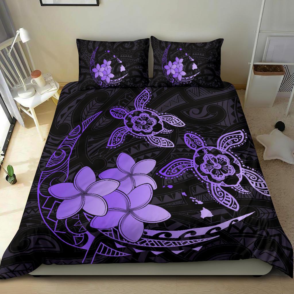 Hawaii Polynesian Turtle Plumeria Bedding Set - Pog Style Purple - Polynesian Pride