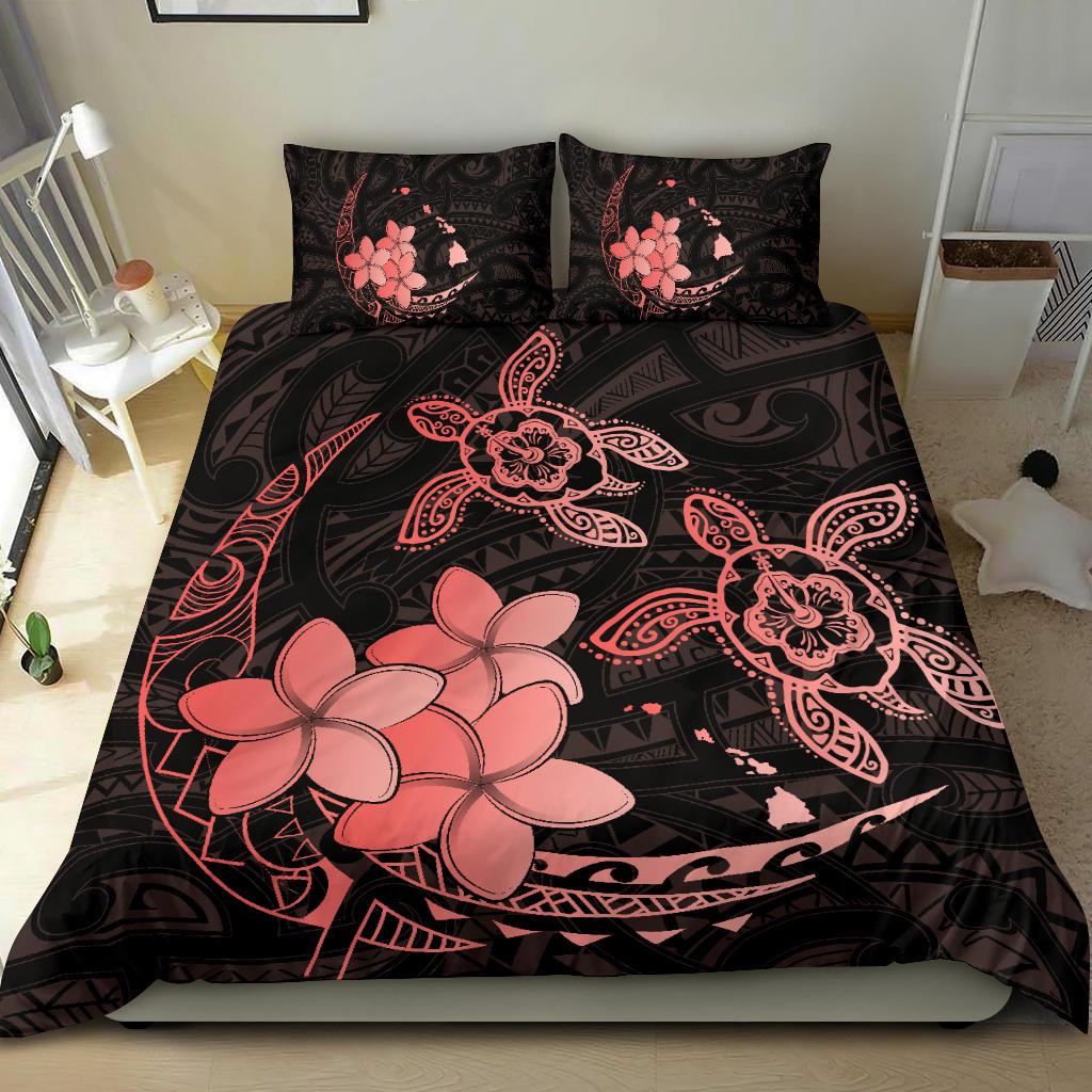 Hawaii Polynesian Turtle Plumeria Bedding Set - Pog Style Red - Polynesian Pride