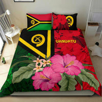 Vanuatu Bedding Set - Vanuatu Flag with Hibiscus Red - Polynesian Pride
