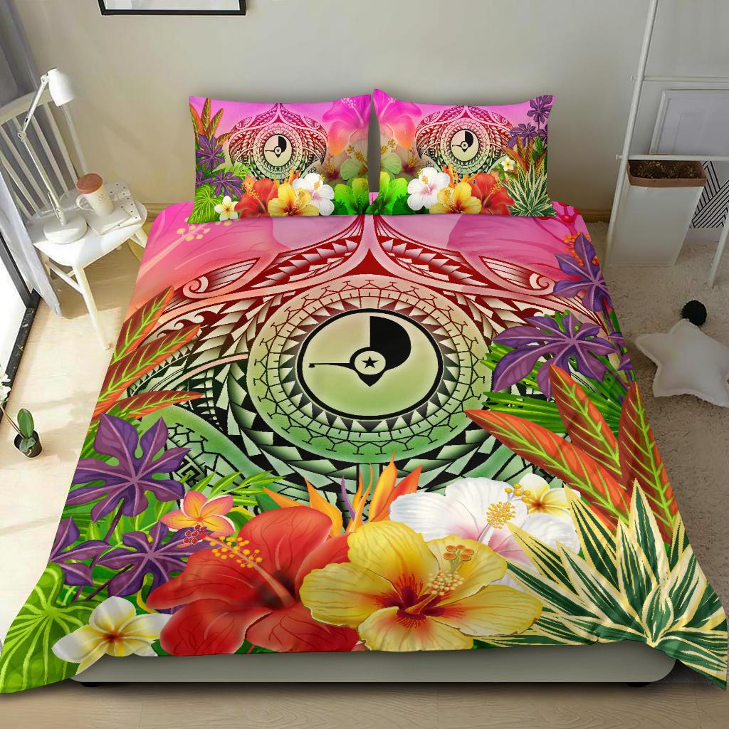 Yap Polynesian Bedding Set - Manta Ray Tropical Flowers - Polynesian Pride