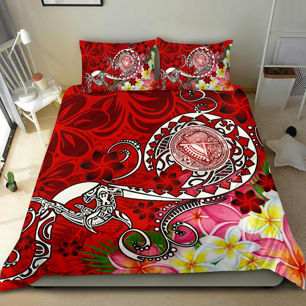 American Samoa Polynesian Bedding Set - Turtle Plumeria (Red) - Polynesian Pride