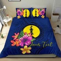 Polynesian Custom Personalised Bedding Set - New Caledonia Duvet Cover Set Floral With Seal Blue - Polynesian Pride
