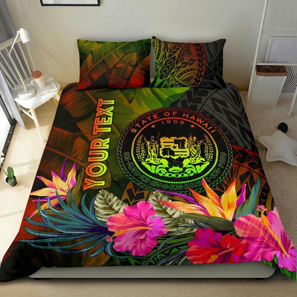 Polynesian Hawaii Polynesian Personalised Bedding Set - Hibiscus and Banana Leaves - Polynesian Pride