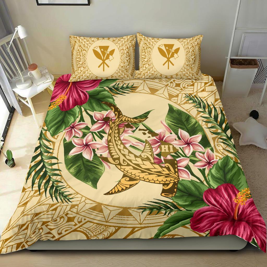 Hawaii Bedding Set - Hammerhead Shark Bedding Set Strong Pattern Hibiscus Plumeria AH - Polynesian Pride