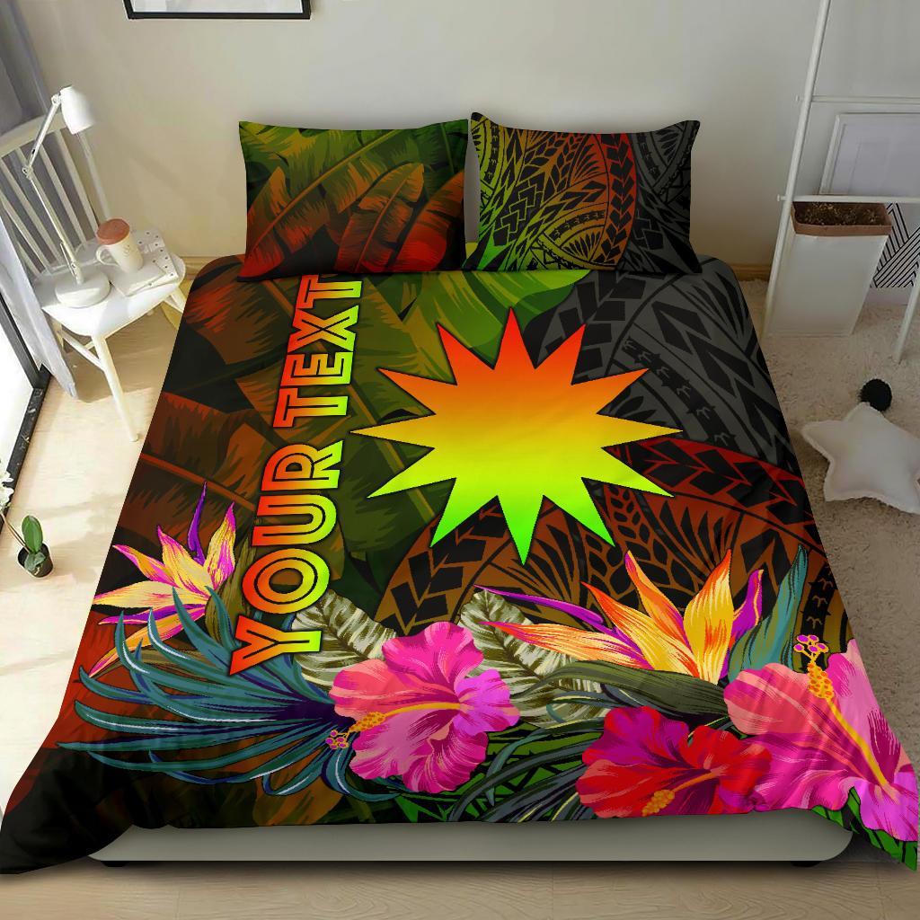 Nauru Polynesian Personalised Bedding Set - Hibiscus and Banana Leaves Reggae - Polynesian Pride
