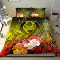 Pohnpei Custom Personalised Bedding Set - Humpback Whale with Tropical Flowers (Yellow) - Polynesian Pride
