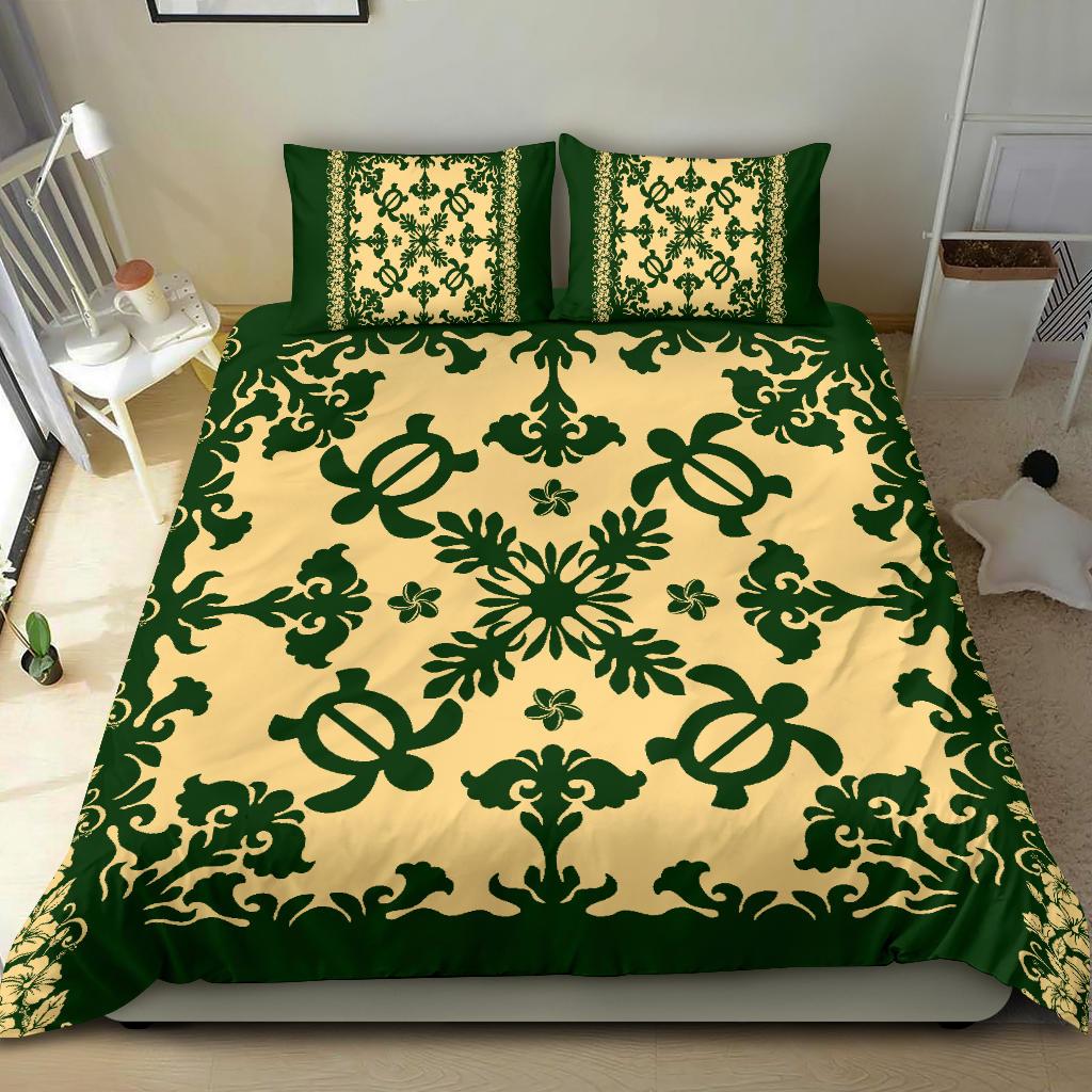Hawaii Bedding Set - Hawaiian Quilt Turtle Dance Sea Pattern Bedding Set - Polynesian Pride