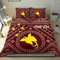 Papua New Guinea Personalised Bedding Set - Flag With Polynesian Patterns (Red) - Polynesian Pride