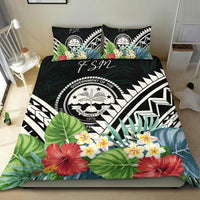FSM Bedding Set - FSM Coat of Arms & Polynesian Tropical Flowers White - Polynesian Pride