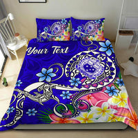 Samoa Custom Personalised Bedding Set - Turtle Plumeria (Blue) - Polynesian Pride