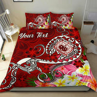 Samoa Custom Personalised Bedding Set - Turtle Plumeria (Red) - Polynesian Pride