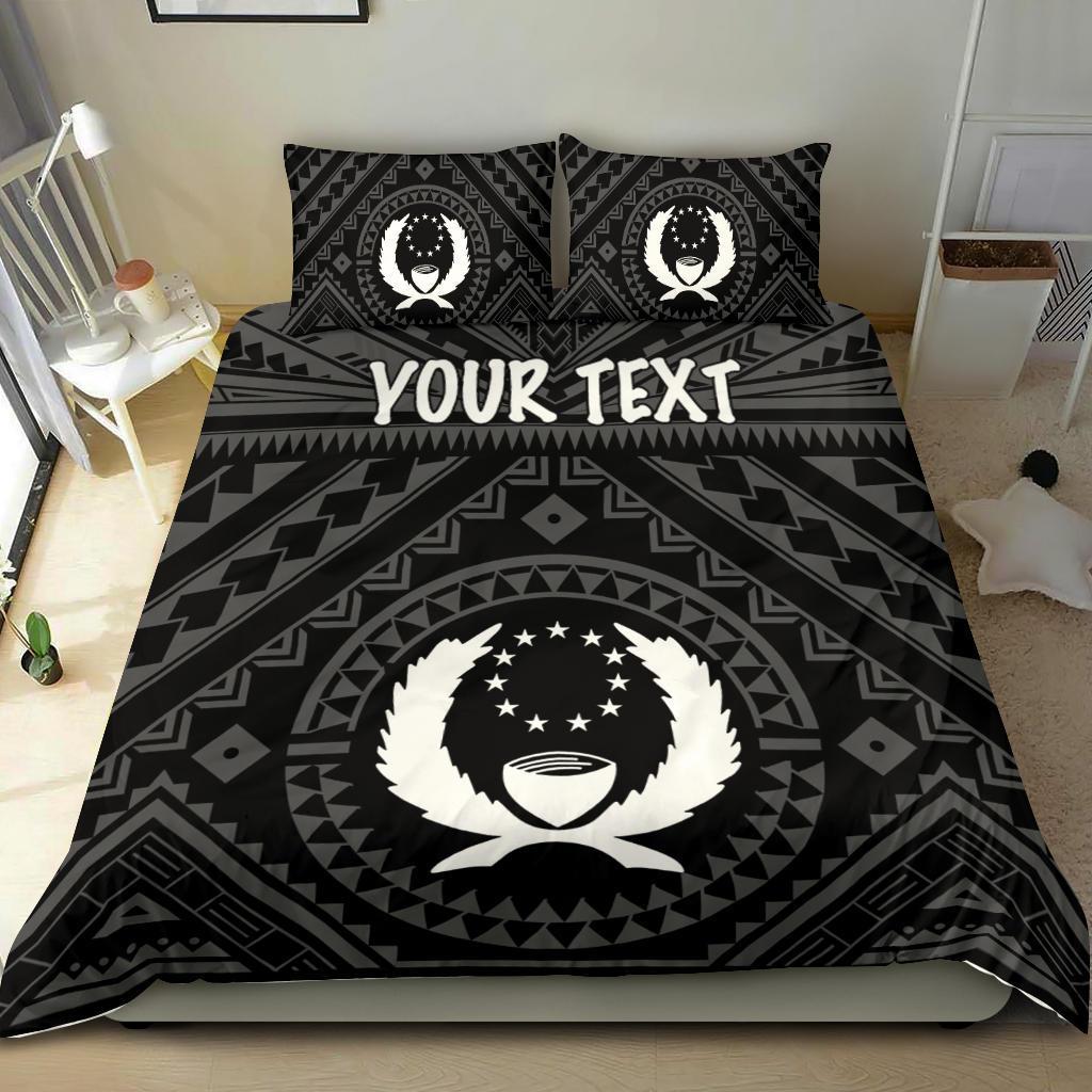 Pohnpei Personalised Bedding Set - Pohnpei Seal With Polynesian Tattoo Style ( Black) Black - Polynesian Pride