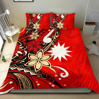 Nauru Bedding Set - Tribal Flower With Special Turtles Red Color Red - Polynesian Pride