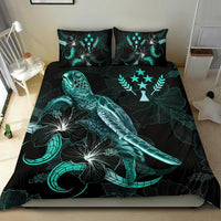 Kosrae Polynesian Bedding Set - Turtle With Blooming Hibiscus Turquoise - Polynesian Pride