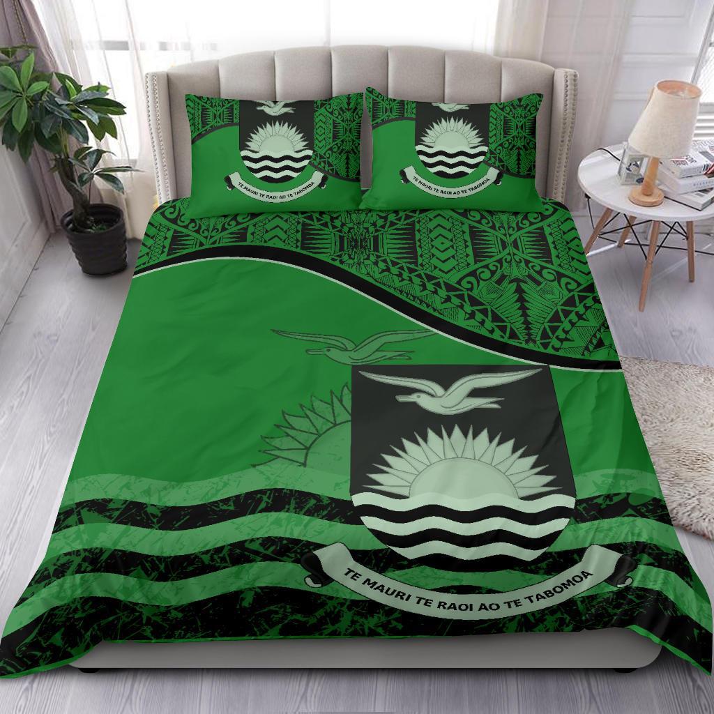 Kiribati Duvet Cover Set - Kiribati Flag & Coat Of Arms Green - Polynesian Pride