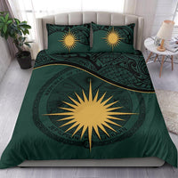 Marshall Island Duvet Cover Set - Marshall Island Coat Of Arms & Flag Green - Polynesian Pride