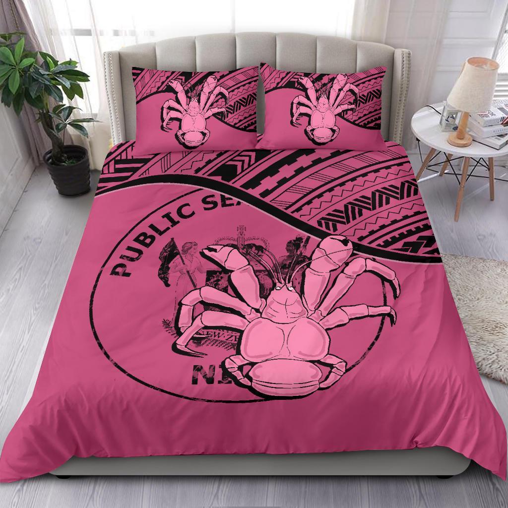 Niue Duvet Cover Set - Niue Coat Of Arms & Coconut Crab Pink - Polynesian Pride