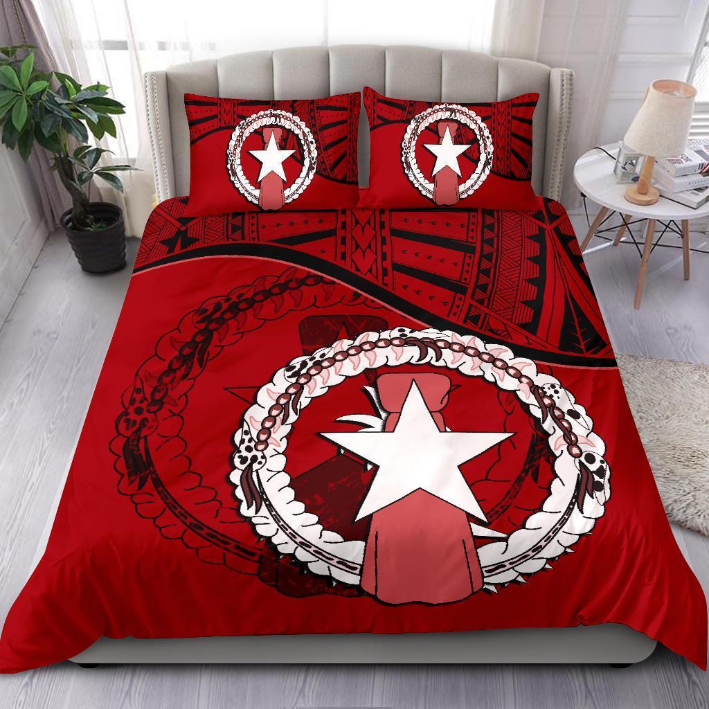 Northern Mariana Islands Duvet Cover Set - Northern Mariana Islands Flag Red - Polynesian Pride