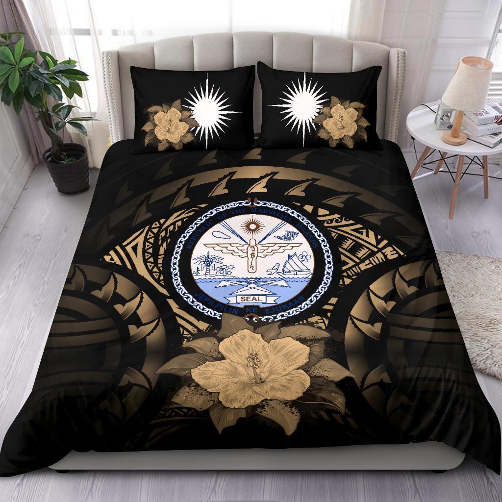 Marshall Island Duvet Cover Set - Marshall Island Seal & Brown Hibiscus - Polynesian Pride