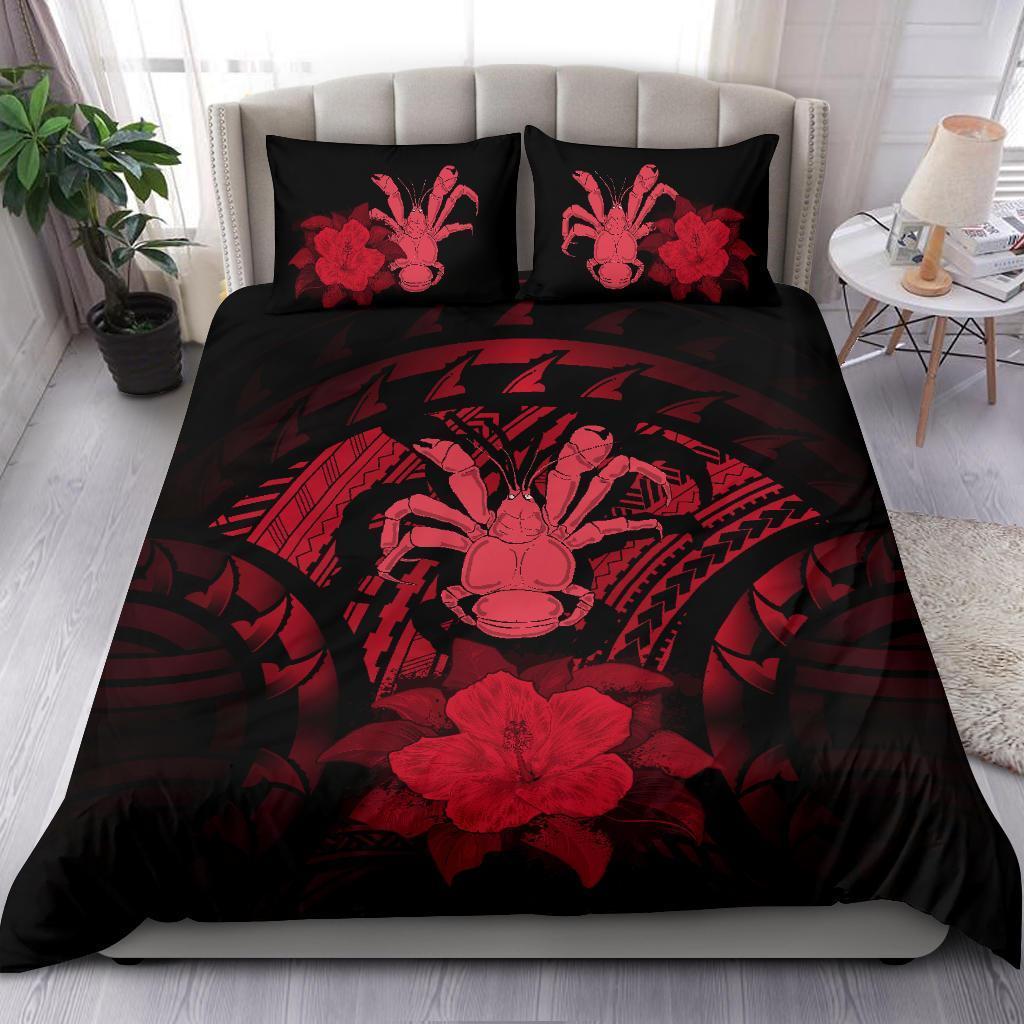 Niue Duvet Cover Set - Coconut Crab & Red Hibiscus - Polynesian Pride