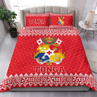 Polynesian Bedding Set - Tonga Coat Of Arms Pattern Duvet Cover Set Red Version - Polynesian Pride