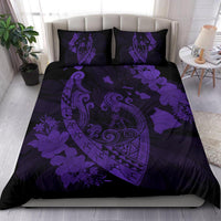 Hawaiian Fish Hook Hibiscus Banzai Surfing Polynesian Bedding Set Purple - Polynesian Pride