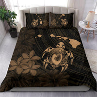Hawaiian Map Turtle Plumeria Hibiscus Fish Hook Polynesian Bedding Set Gold - Polynesian Pride