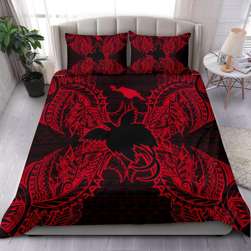 Polynesian Bedding Set - Papua New Guinea Duvet Cover Set Map Red Red - Polynesian Pride