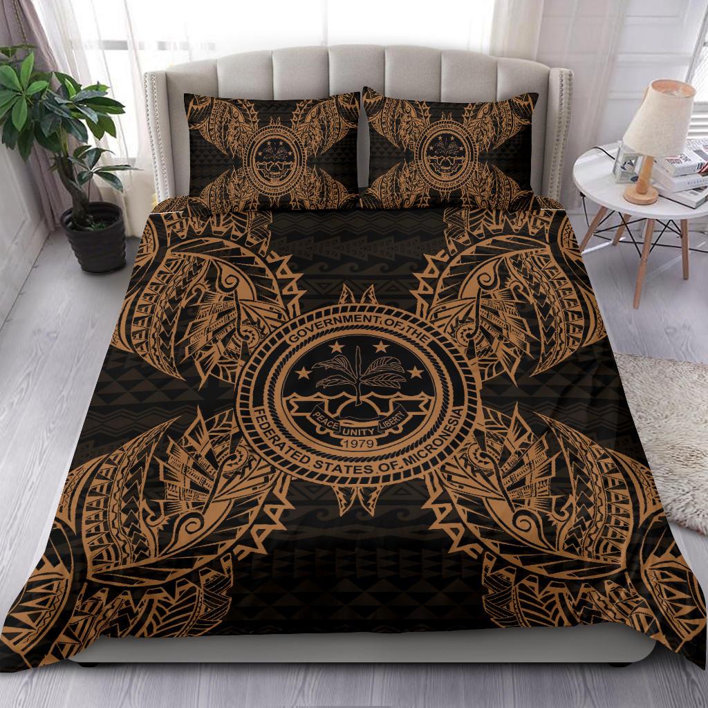 Polynesian Bedding Set - Federated States Of Micronesian Duvet Cover Set Map Gold Gold - Polynesian Pride
